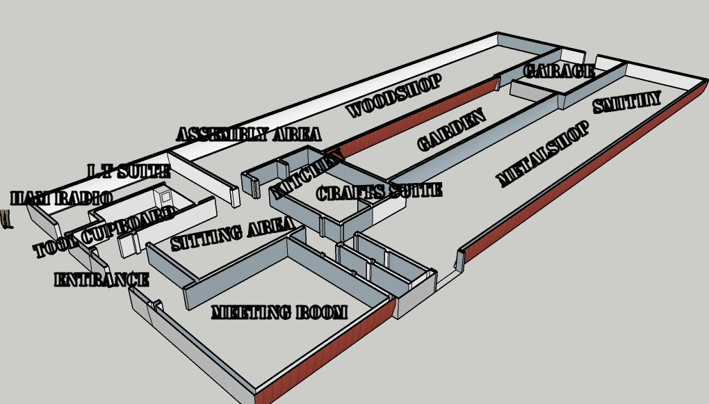 Labelled floor plan showing each room in the hut